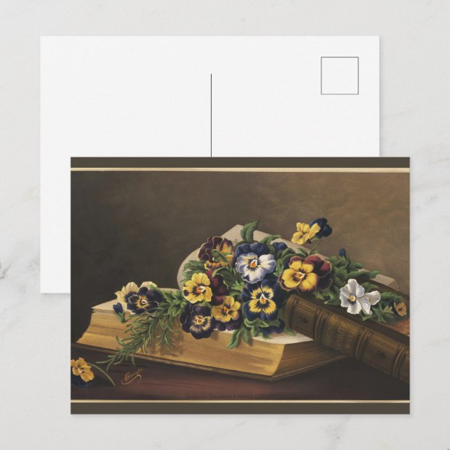 Postal Libro Antiguo de Shakespeare y Pensamiento Colorid (Anverso / Reverso)