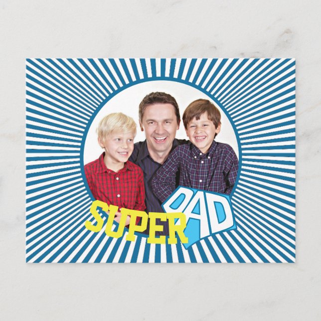 Postal Libro de Cómic de Foto Personalizada Super Papá (Anverso)