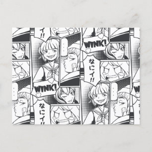 Postal Libro de Cómic de Manga Patrón Regalo Lindo Verano
