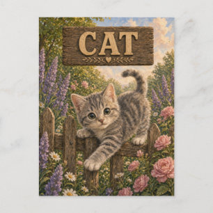 Postal Libro de cuentos de bebé animal de guardería gato