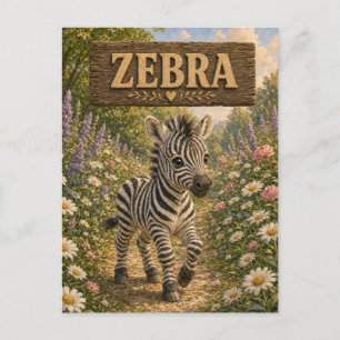 Postal Libro de Cuentos de Bebé Cebra Animal de Guardería