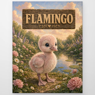 Postal Libro de Cuentos de Bebé de Flamenco Lindo Animal