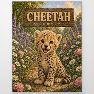 Postal Libro de cuentos de bebé de guepardo Nursery Anima