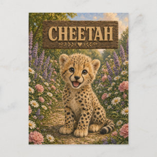 Postal Libro de cuentos de bebé de guepardo Nursery Anima