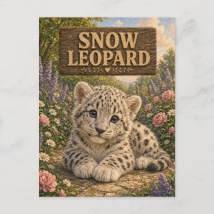 Postal Libro de cuentos de bebé de leopardo de las nieves