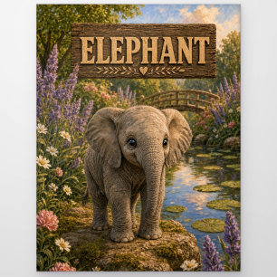 Postal Libro de cuentos de bebé elefante lindo Animal de