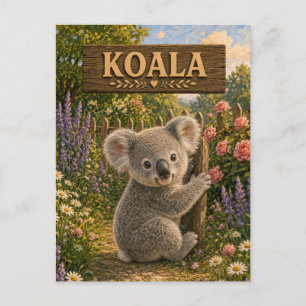 Postal Libro de Cuentos de Bebé Koala Tierno Animales de