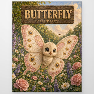 Postal Libro de Cuentos de Bebé Mariposa Lindo Animal de