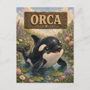 Postal Libro de Cuentos de Bebé Orca Cuidadoso Animal de