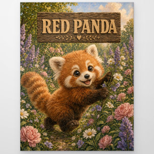 Postal Libro de cuentos de bebé panda rojo lindo Animal d