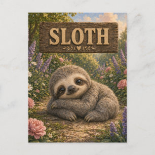 Postal Libro de Cuentos de Bebé Perezoso Tierno Animales