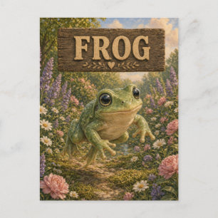 Postal Libro de cuentos de bebé rana lindo Animal de guar