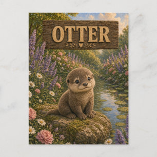 Postal Libro de Cuentos de Nutria Adorable Nursery Animal