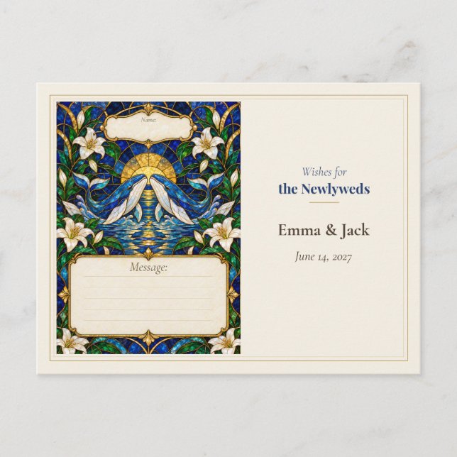 Postal Libro de Deseos de Boda de Ballena (Anverso)