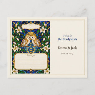 Postal Libro de Deseos de Boda de Búhos