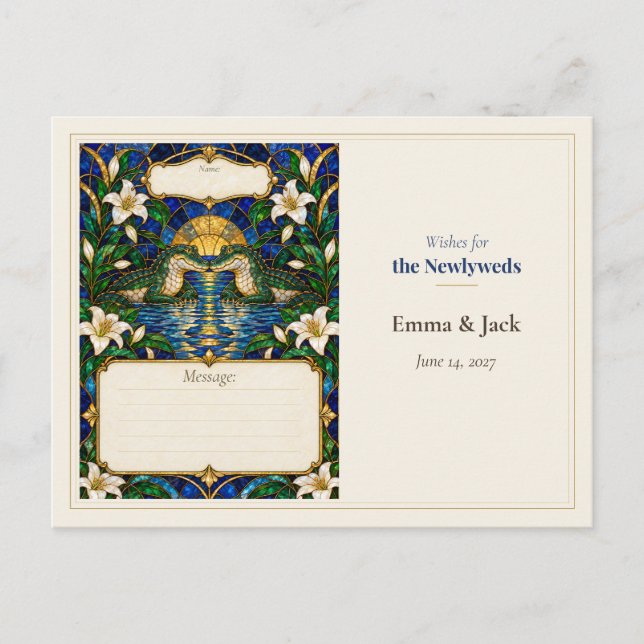 Postal Libro de Deseos de Boda de Caimán (Anverso)