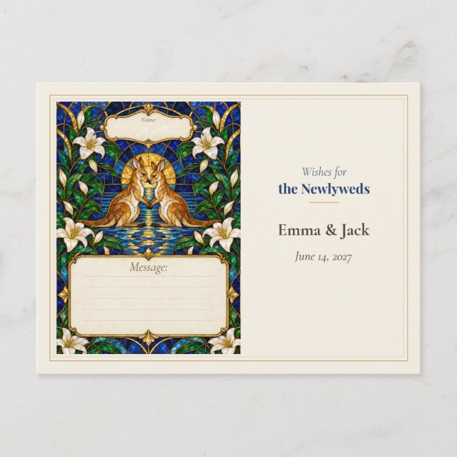 Postal Libro de Deseos de Boda de Canguro (Anverso)