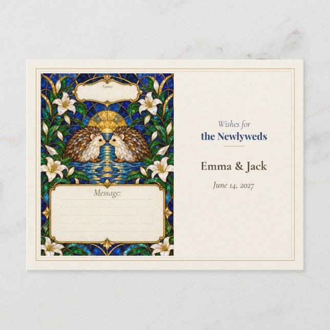 Postal Libro de Deseos de Boda de Erizo (Anverso)