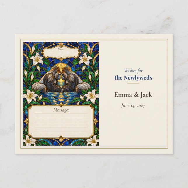 Postal Libro de Deseos de Boda de Gorila (Anverso)