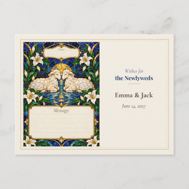 Postal Libro de Deseos de Boda de Ovejas (Anverso)