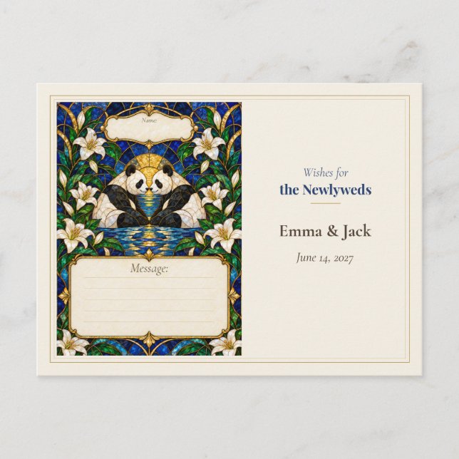 Postal Libro de Deseos de Boda de Panda (Anverso)
