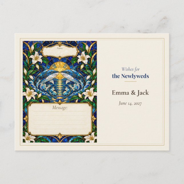 Postal Libro de Deseos de Boda de Tiburón (Anverso)