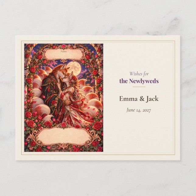 Postal Libro de Deseos de Boda Kitsune (Anverso)