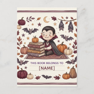 Postal Libro de etiqueta personalizado de vampiro lindo p