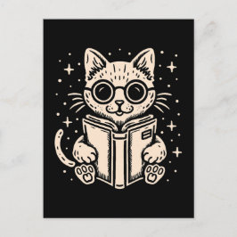Postal Libro de fantasía de lectura de gato