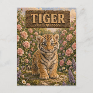 Postal Libro de Historias de Bebé Tigre Tierno Animales d