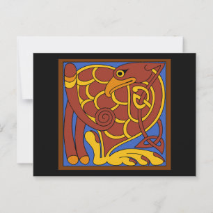 Postal Libro De Kells Celtic Knot Pájaro Medieval
