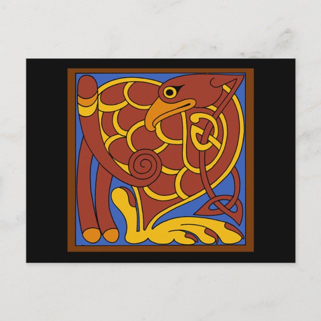 Postal Libro De Kells Celtic Knot Pájaro Medieval (Anverso)