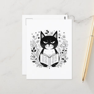 Postal Libro de lectura de gatos