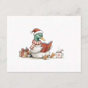 Postal Libro de lectura de pato de Navidad para lecturas