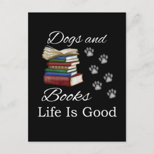 Postal Libro de perro divertido La vida es buena Amante d