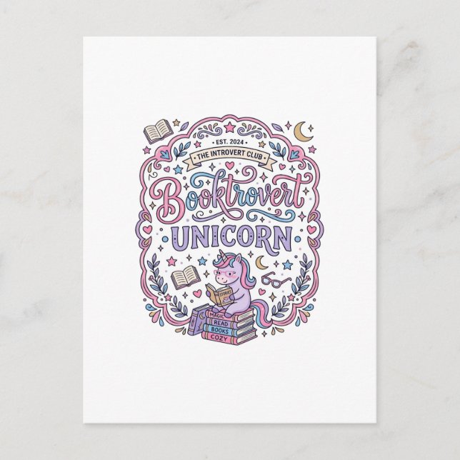Postal Libro de Unicornio Divertido Regalo Diseño (Anverso)