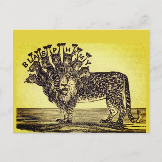 Postal Libro del Apocalipsis Bestia Blasfemia (Anverso)