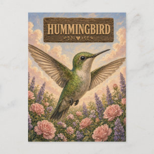 Postal Libro infantil de animales de vivero Colibrí Lindo