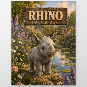 Postal Libro infantil de rinoceronte lindo Animal de guar