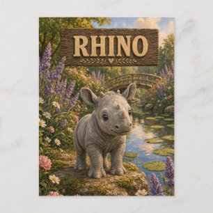 Postal Libro infantil de rinoceronte lindo Animal de guar
