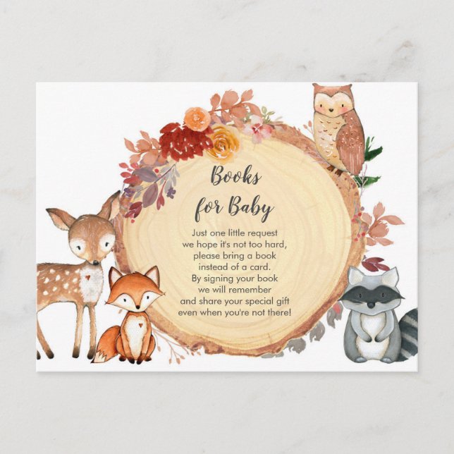 Postal Libro para bebé de acuarela floral de animales del (Anverso)