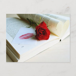 Postal Libro rústico romántico del amor