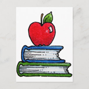 Postal Libro y manzana