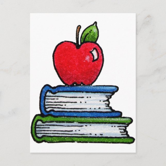 Postal Libro y manzana (Anverso)