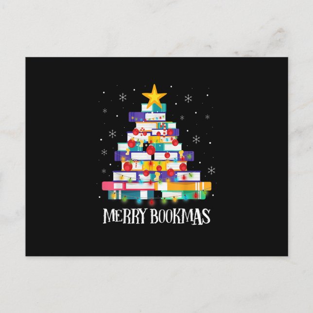 Postal Libros bibliotecarios Lover Libros Árbol de Navida (Anverso)