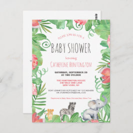 Postal Libros de Baby Shower de animales salvajes para be