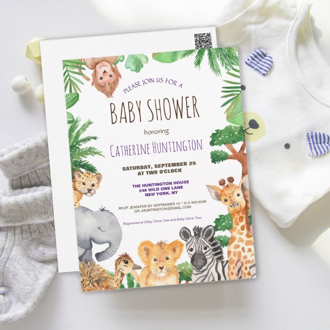 Postal Libros de Baby Shower de animales salvajes para be (Subido por el creador)