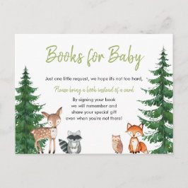 Postal Libros de Baby Shower de Woodland Forest para el B