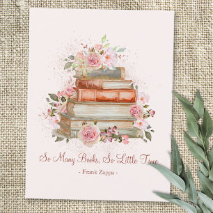 Postal Libros de citas personalizadas y rosas rosadas vin
