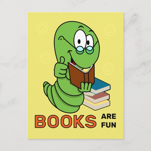Postal Libros de Gusano de Libro Son Divertidos (Anverso)